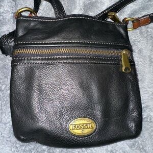 Fossil Black Leather Shoulder Bag